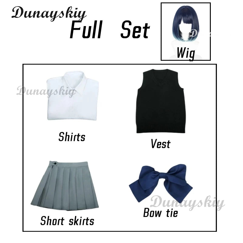 Akane Kurokawa Cosplay Costume Wig Anime Oshi No Ko JK Uniform Dress Tie Hoshino Akuamarin Aqua Halloween for Women Costume Cos