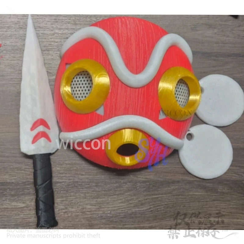 Anime Princess Cosplay Mask Earring Horror Red 3D Polylactic Acid Necklace Props Accessory Halloween Christmas Party Gifts Cos