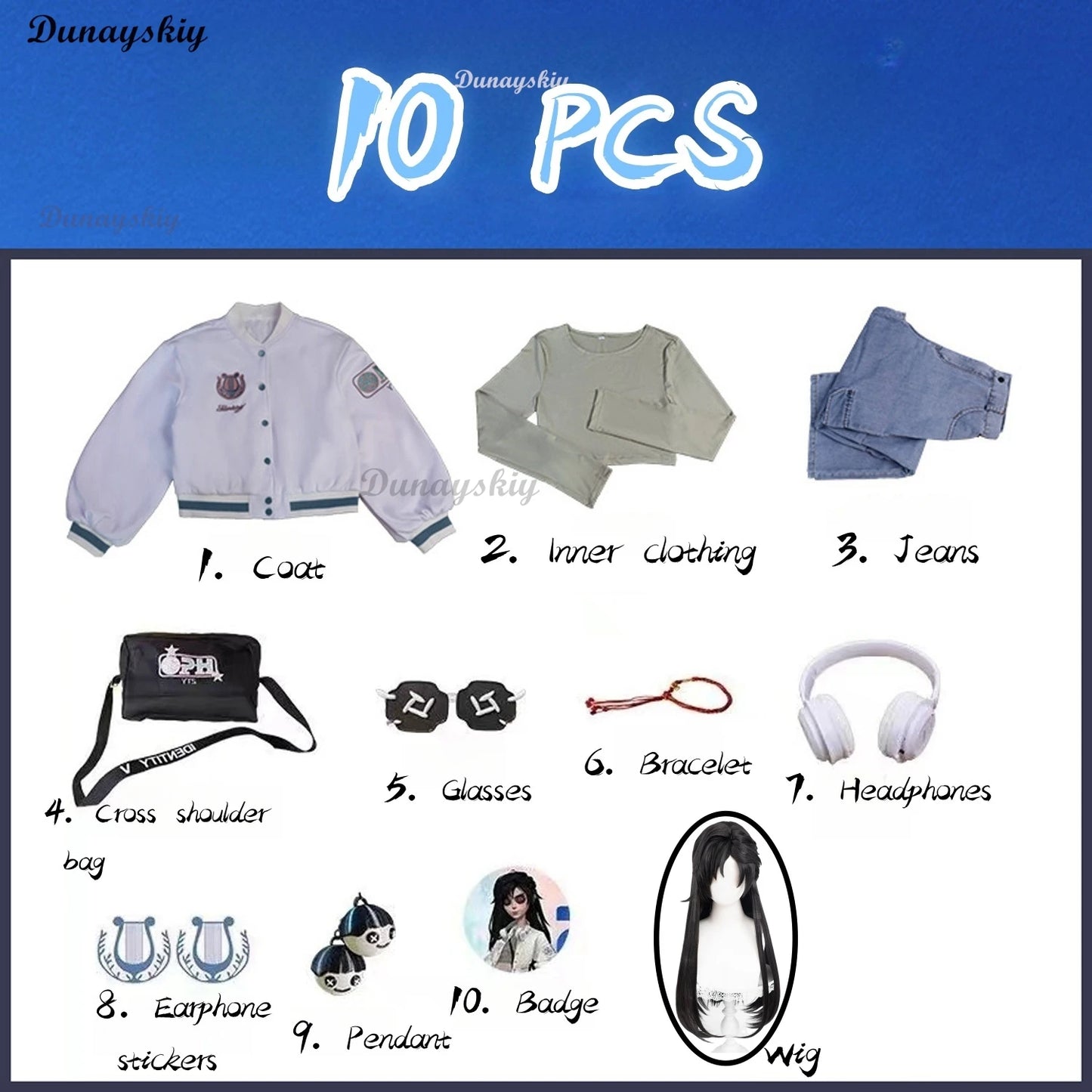 Game Identity V Antiquarian Qi Shiyi Cosplay Costume Wig Cute Party Suit Coat Shirt Pants Halloween Carnival Customized