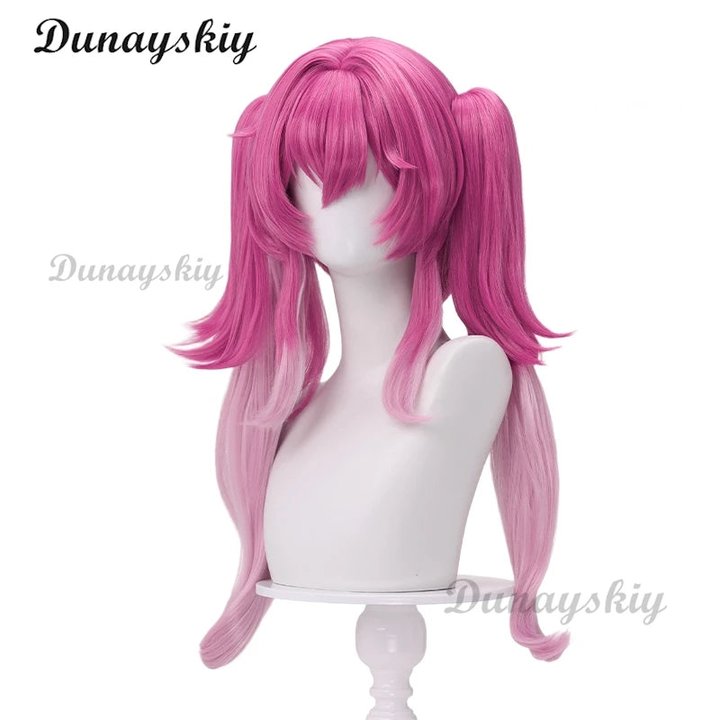 Game Wuthering Waves Lupa Cosplay Wig Pink Twin Ponytails Septimont Rinascita Halloween Party for Women Girls Carnival Cos Props