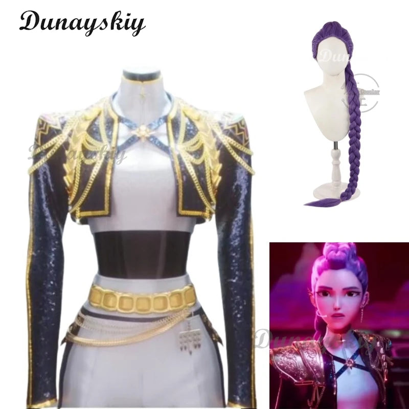 Kpop Demon Zoey Rumi Cosplay Costume Wig Hunters Mira Heavy Duty Y2K Cyber Metaverse Gothic Futuristic Stage Performance Outfit