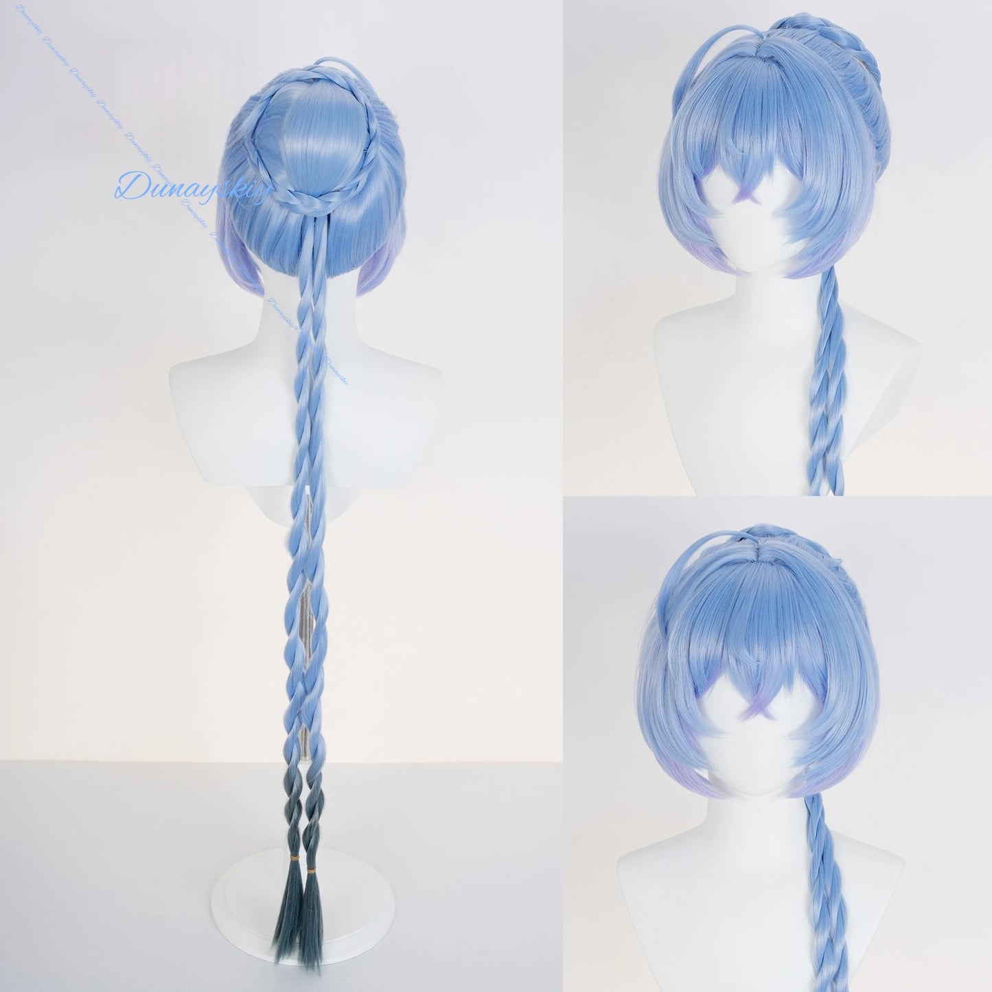 Game Zenless Zone Zero ZZZ Lucia Cosplay Wig Prop Corn Blue Braids Wigs Heat Resistant Synthetic Wigs + Wig Cap
