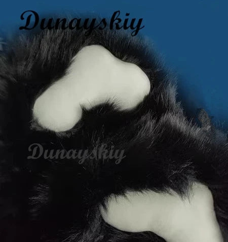 Fursuit Kigurumi Cat Paws Cartoon Plush Furry Cat Cosplay Kig Costume Nail Tiger Claws Full Finger Mittens Story Tell 2pcs