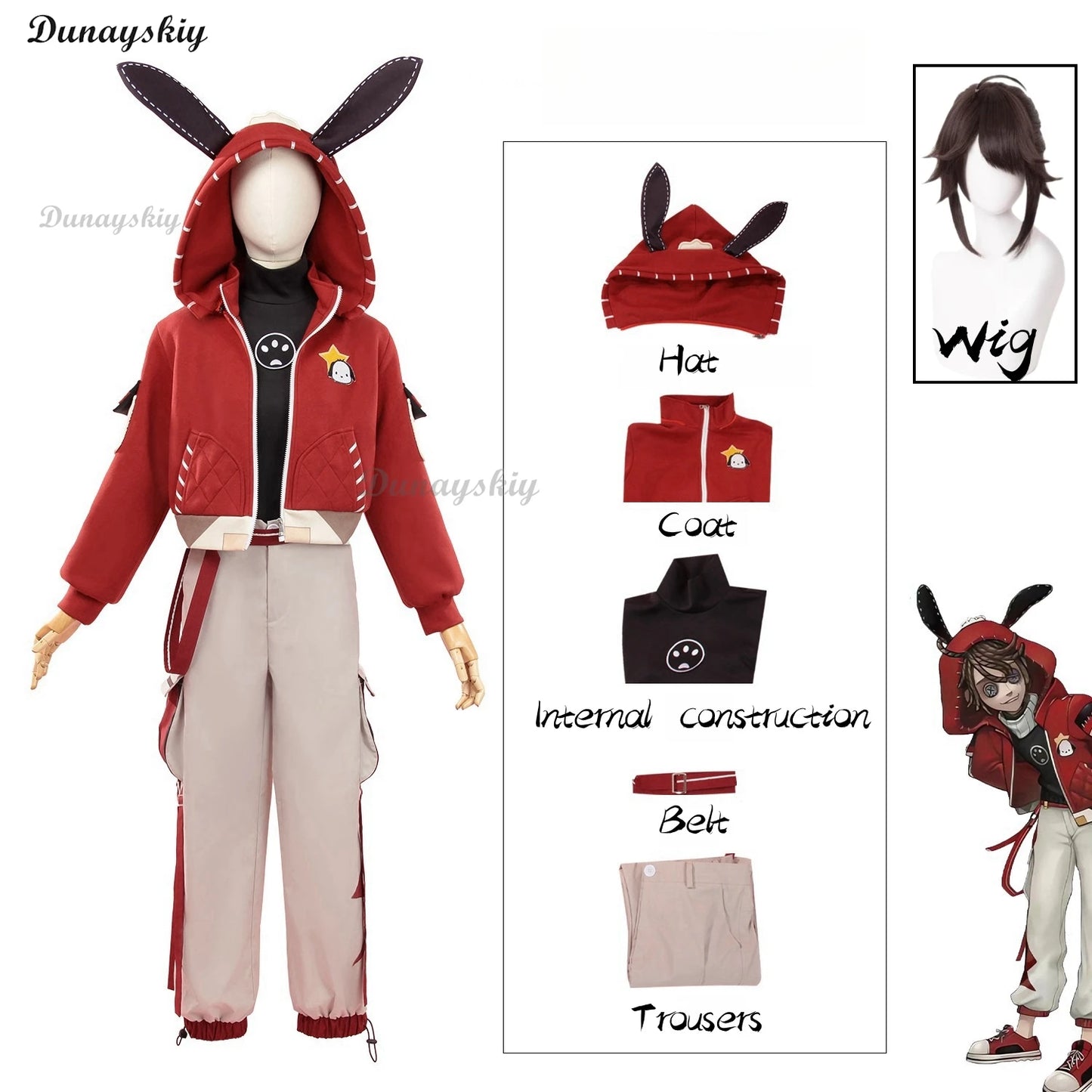 Luca Balsa Game Identity V New Role-Playing Prisoner Skin Cosplay Costume Wig Daily Outfit Comic-Con Combat Halloween Customized