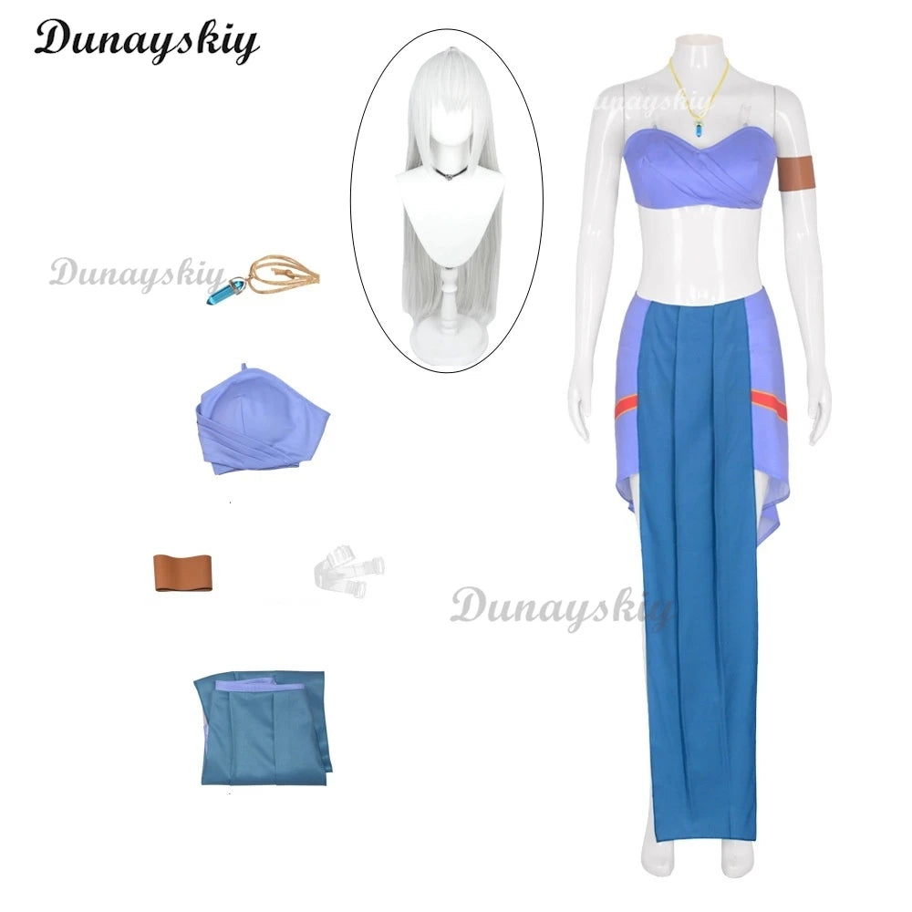 Anime Movie Kida Cosplay Halloween Princess Costume Blue Dress Suits Girls Carnival Fancy Sexy Lolita Long Wigs Party