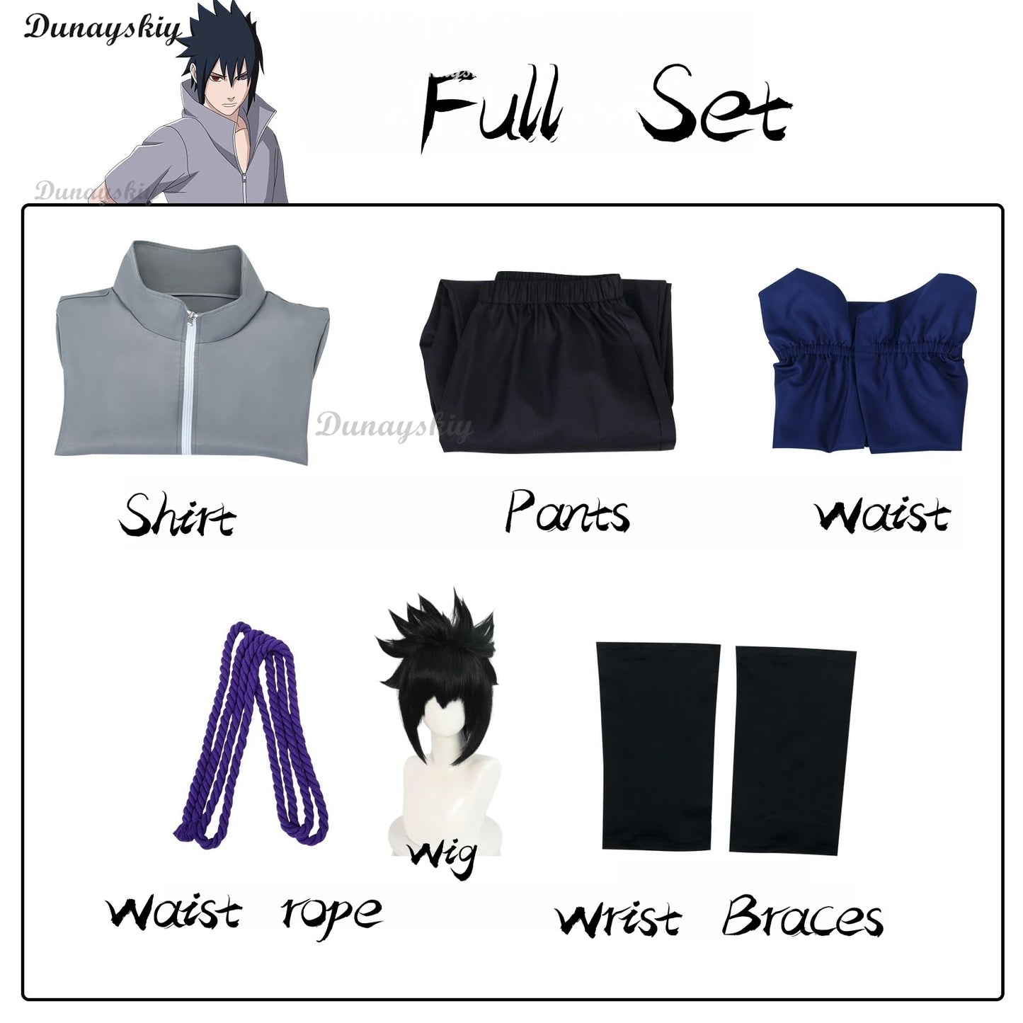 Anime Uchiha Sasuke Cosplay Outfit Halloween Costume Wig Party Role Play Uniform Comic Clothes Outfit Customized