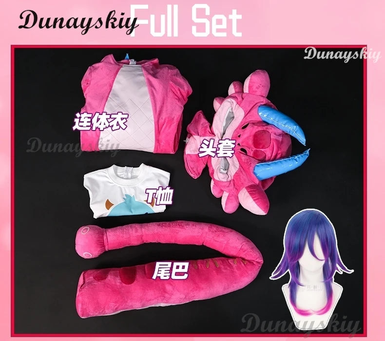 Neeko Cosplay Game LOL Super Pink Jumpsuit Head Cover Cosplay fans Costume S-XXL Tail Suit Halloween Neeko Cute Uniform