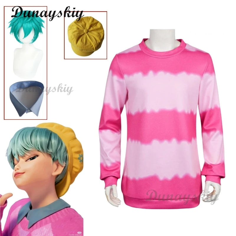 KPOP Huntrix Saja Boys Baby Cosplay Costume Wig Hat Pink Hoodie Y2K costume Halloween Disguise for Adult Outfit