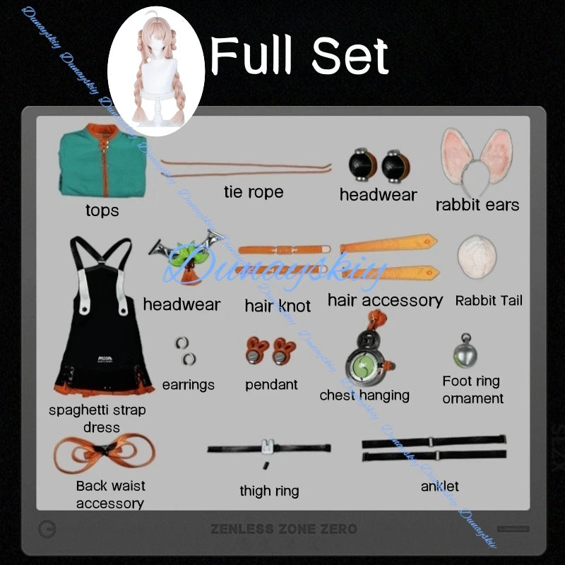 Game Zenless Zone Zero Zhao Coaplay Costume Wig Prop Uniform Halloween Carnival Party Christmas Play Role Clothes Clothing