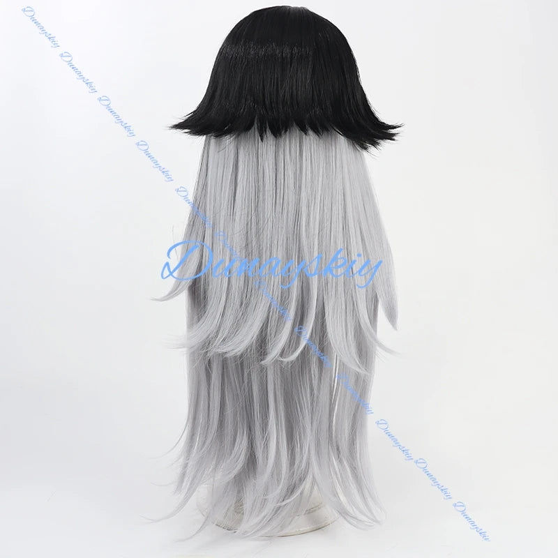 Nikke The Goddess of Victory K Cosplay Wigs K 90cm Synthetic Hair Long Straight Black Mixed Gray Cos Wig Heat Resistant