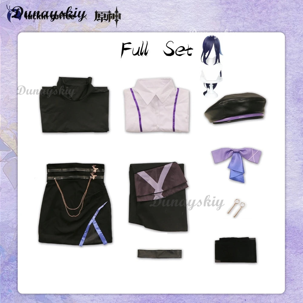Clorinde Luckin Coffee Collab Fanart Doujin Cosplay Costume Genshin Impact Set Wig Genshin Impact Full Set Wig Halloween Xmas