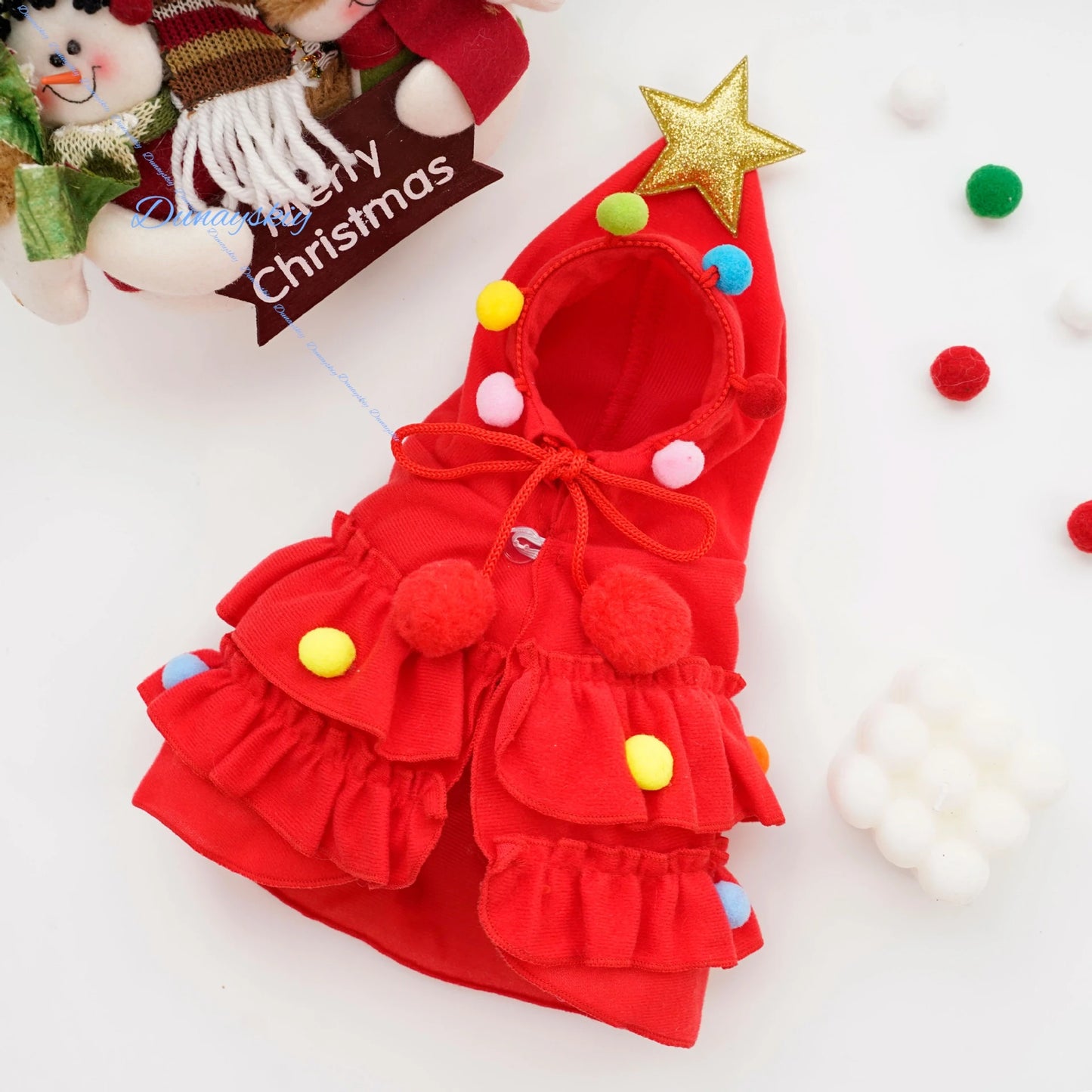 Holiday Supplies Party Cosplay Cope Christmas Dog Cloak Colorful High Quality Pet Cape Santa Tree Costume Puppy Coat