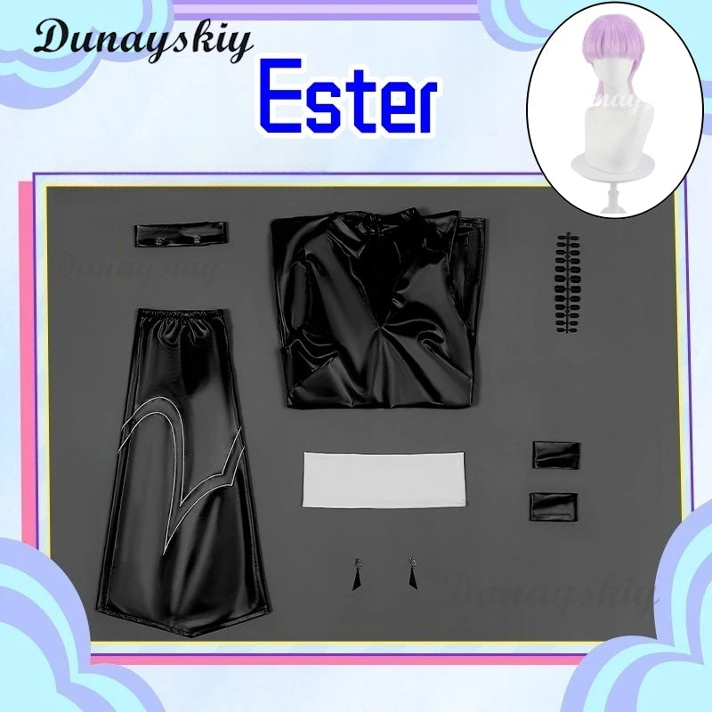 Anime Panty Stocking Polyester Cosplay Costume Wig Polyurethane Cosplay Costume PU Black White Suits For Halloween Party Props