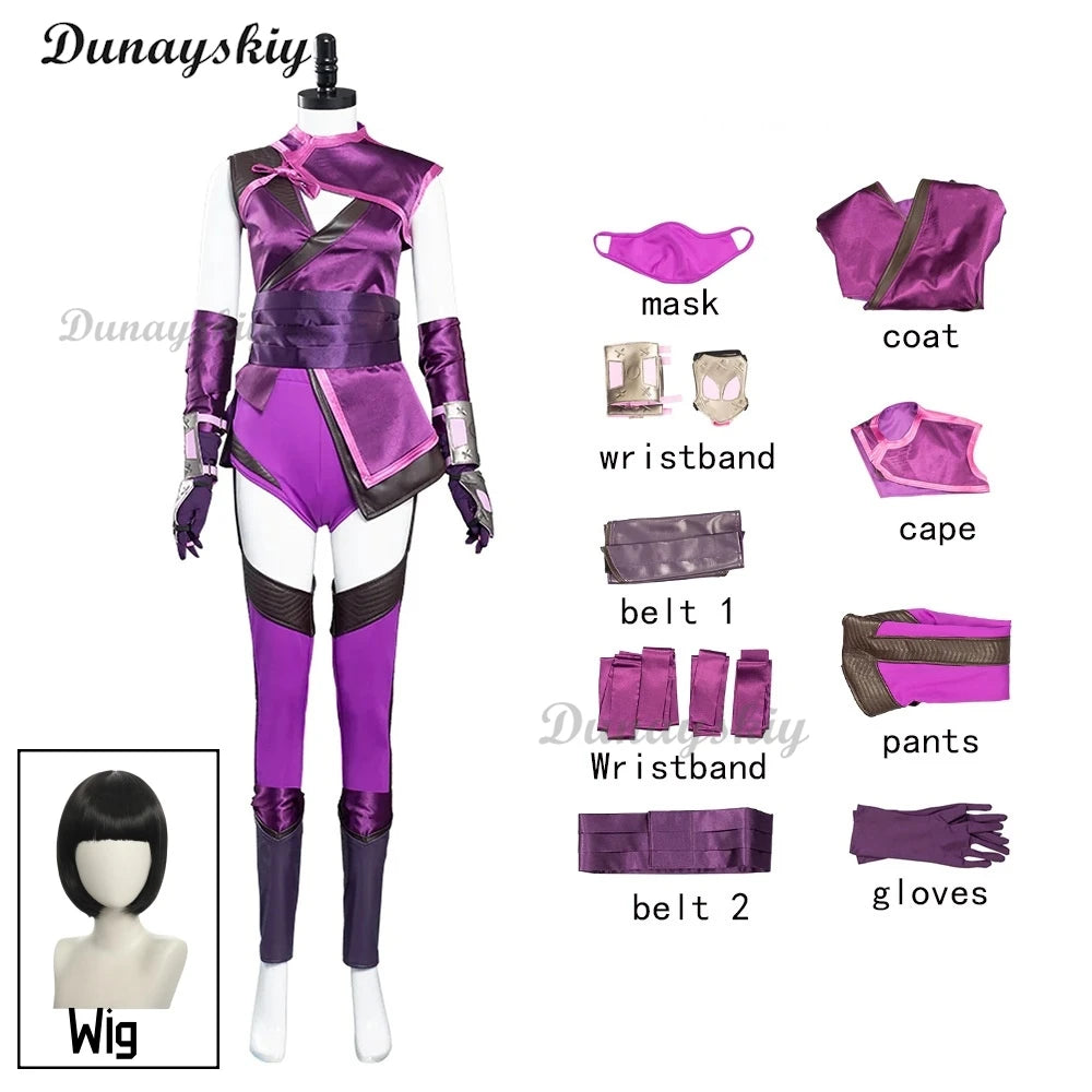 Mortal Kombat 11 Cosplay Mileena Cosplay Costume Wig Dress Halloween Carnival Combat Suit Masks Roleplay Outfits Customized