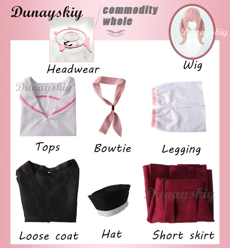 Blue Archive Shimoe Koharu Cosplay Costume Sailor Uniform Suit With Hat Wing Women Girl Halloween Party Outfit Headwear Halo Wig