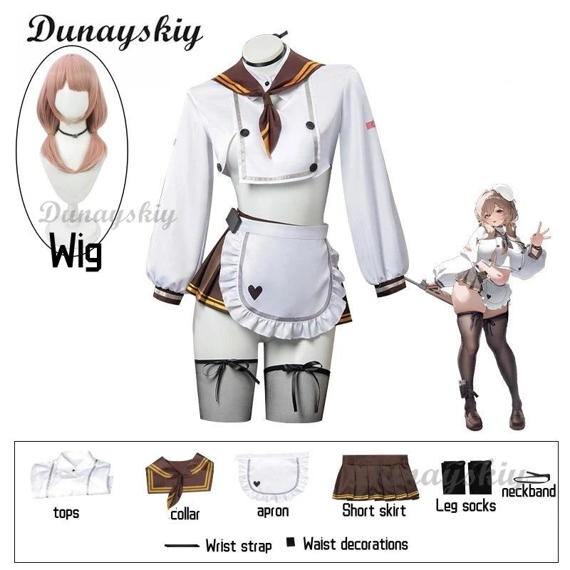 Nikke Bride Cosplay JK Sailor Uniform Game Nikke The Goddess Of Victory White Costume Apron Sexy Costumes Wig Halloween Suit