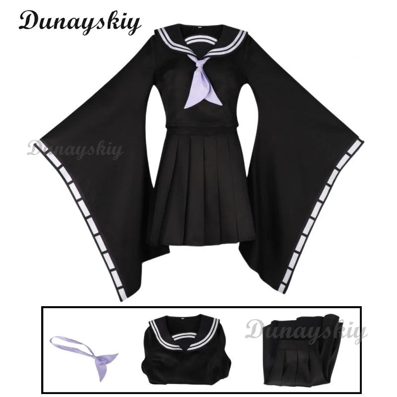 Game Yukari Costume Wig Blue Cosplay Archive Black Sailor Suit Top Skirt Uniform Full Set Japanese Style Role Play Outfit Women