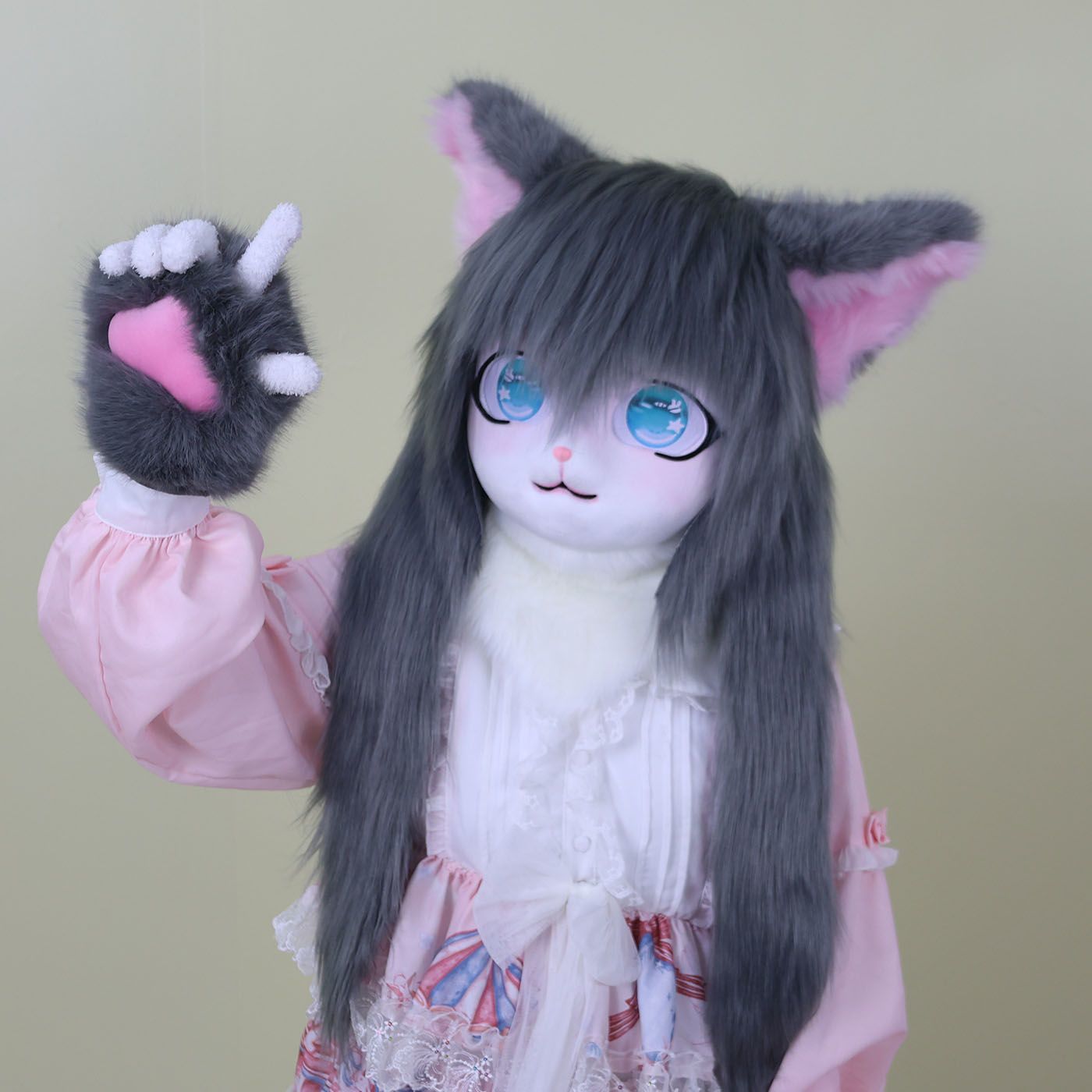 Furry Kigurumi Head Base Cosplay Cat Kig Cute Head Mask Headset Rabbit Doll Party Animal Costume Prop
