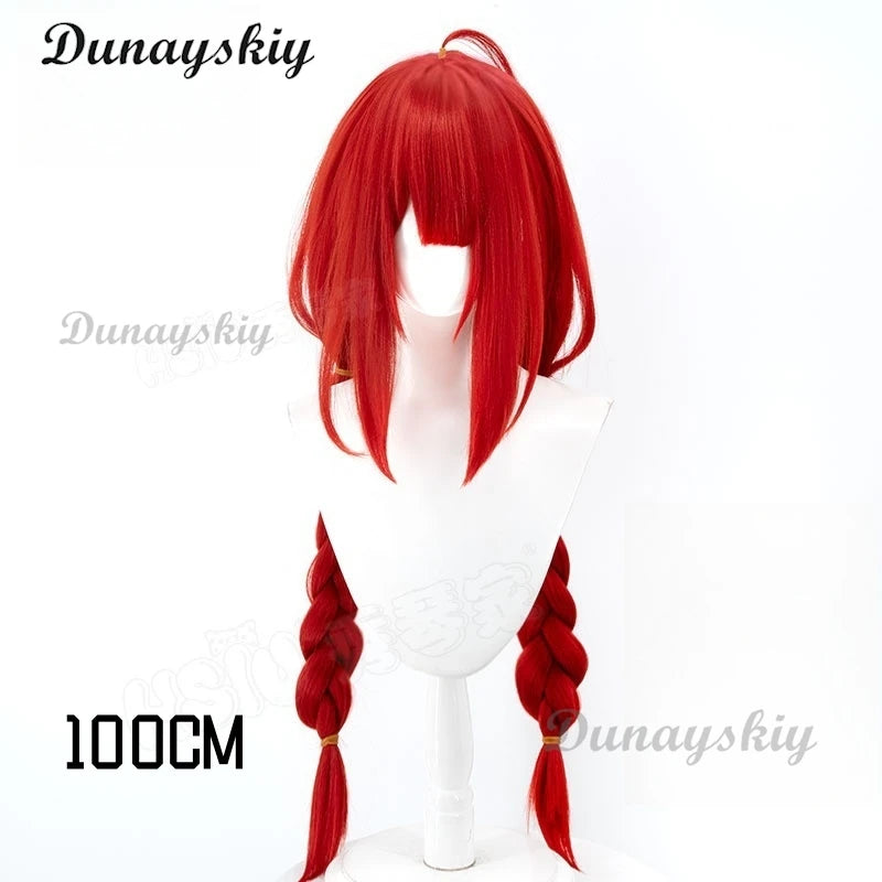Game Zenless Zone Zero Ukinami Yuzuha Cosplay Wig Red Double Braid Long Hair Spook Shack Halloween Party Women Girls Carnival