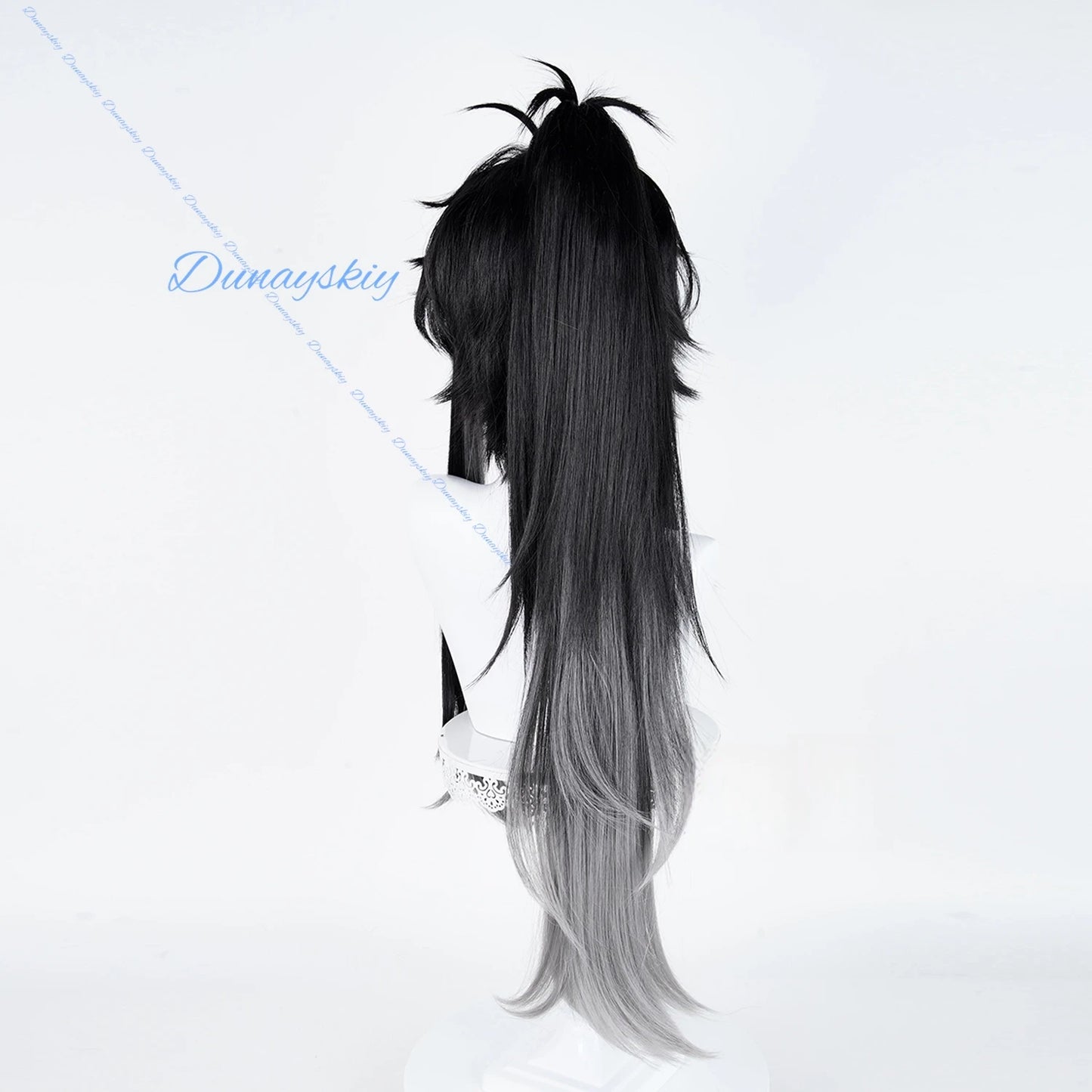 Game Wuthering Waves Qiuyuan Cosplay Wig Props Gray-black Long Hair Festival Halloween Party for Women Men Carnival Accessory