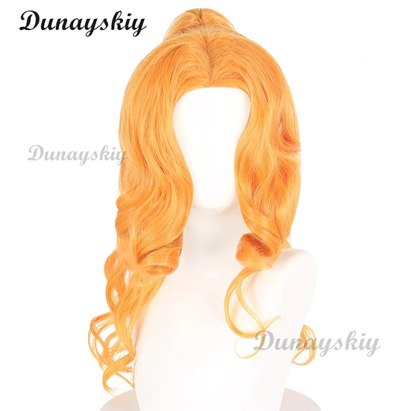 Dazzle Adagio Cosplay Wig Anime Cosplay Orange Heat Resistant Synthetic Hair Prop Halloween Party Play Outfit for Women