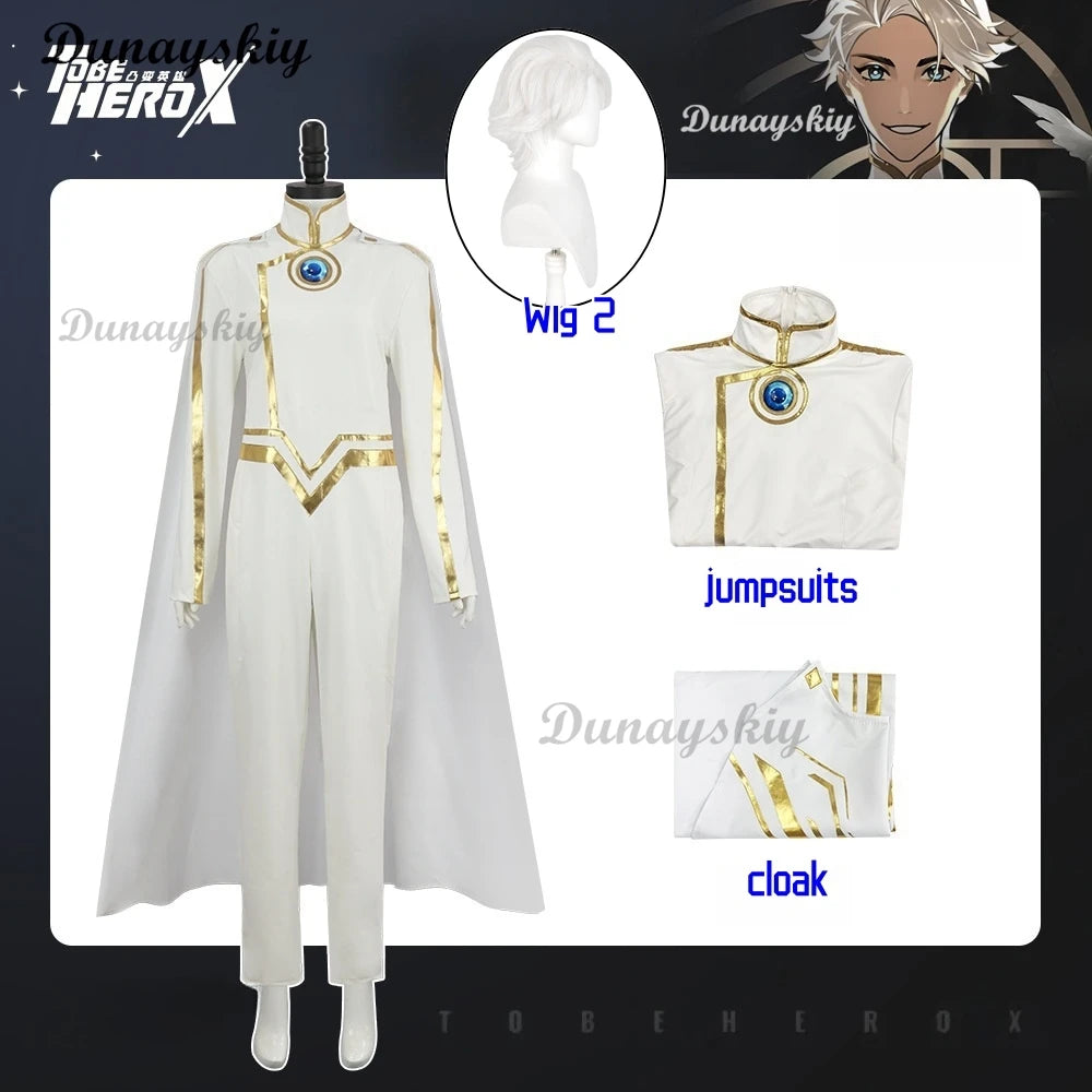 Anime To Be Hero X Nice Cosplay Costume Wig Jumpsuit PU Leather Cloak Lin Ling Halloween Party Men Uniform Full Set