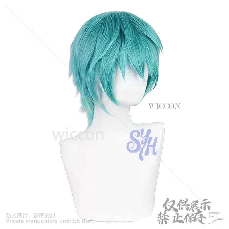 Movie Demon Baby Cosplay Saja Boy Kpop Group Y2K Fashion Wig Short Blue Green Hair Cos Jirai Kei Heat Resistant Halloween