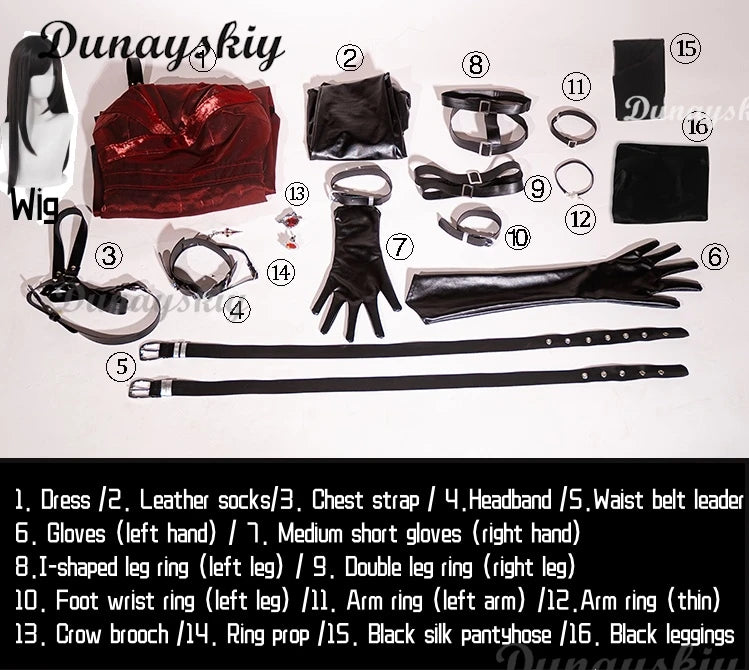 Love and Deepspace Heroines Cosplay Costume Wig Red Dress Enchanting Veil Uniform Sylus Relentless Conqueror Halloween Party