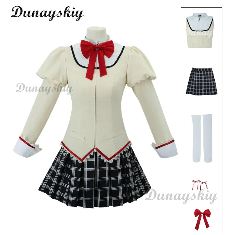 Kaname Madoka Cos Puella Magi Madoka Magica Anime Cosplay Costume Akemi Homura Miki Sayaka Tomoe Mami Sakura Kyouko school