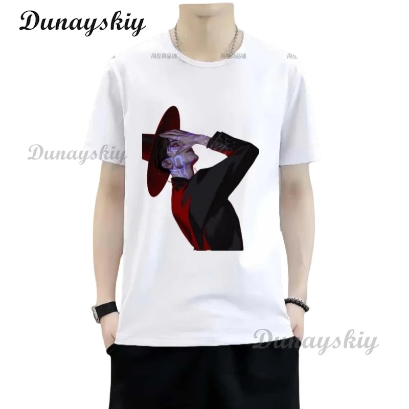 Vintage Washed T-Shirt Cosplay K Pop Demon Hunters Team Anime Simple T Shirts Popular Tshirt for Male Beach Aesthetic Print Top