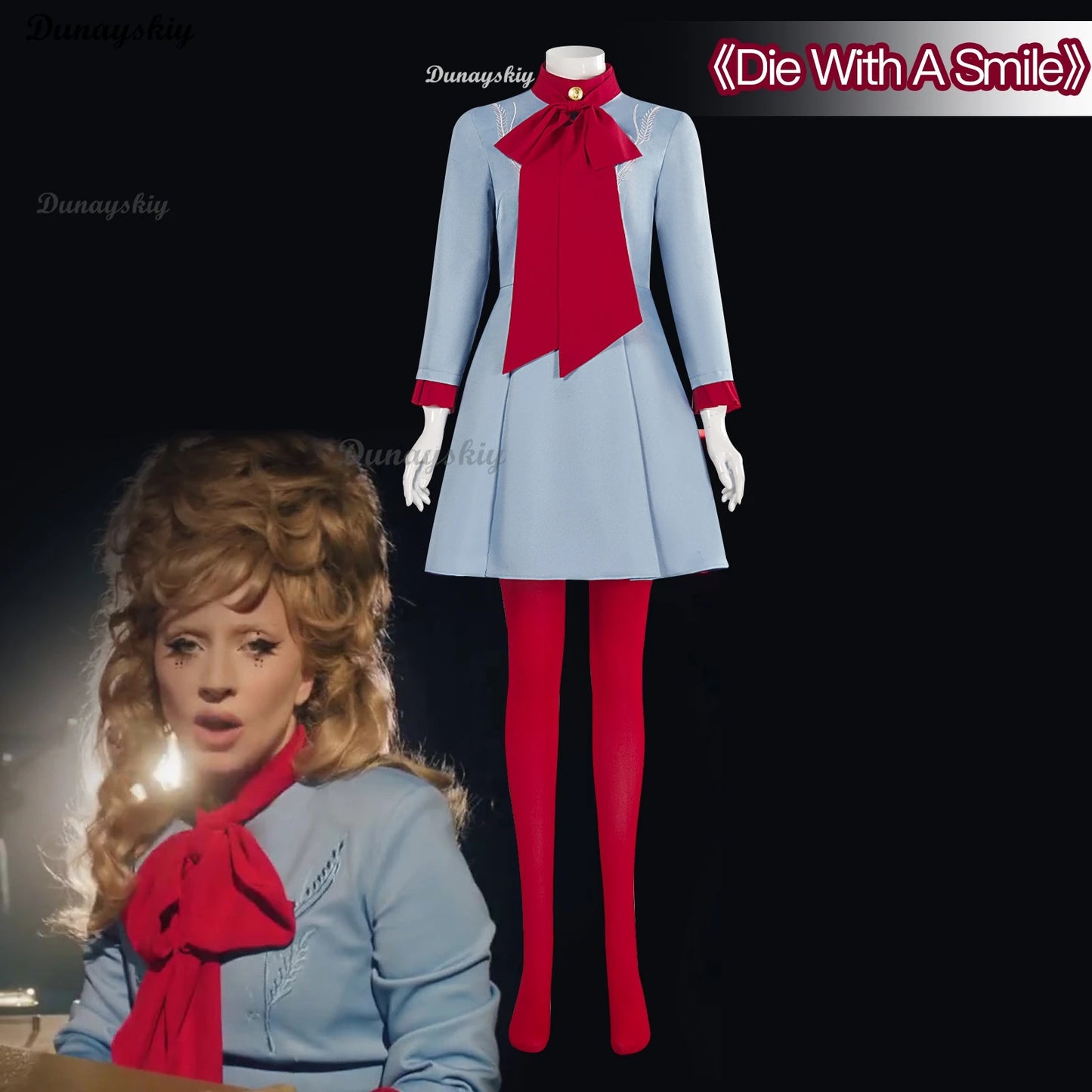 Girl Gaga Cosplay Anime Die With A Smile Lady Cosplay Costume Blue Fancy Dress Suit Halloween Party Takerlama Outfit for Woman