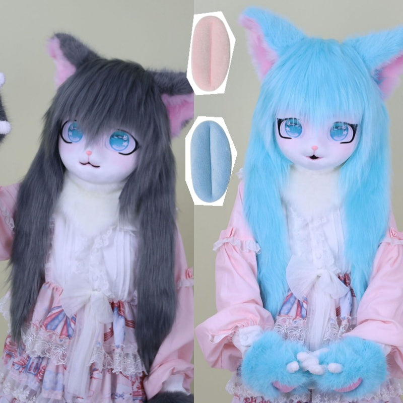 Furry Kigurumi Head Base Cosplay Cat Kig Cute Head Mask Headset Rabbit Doll Party Animal Costume Prop