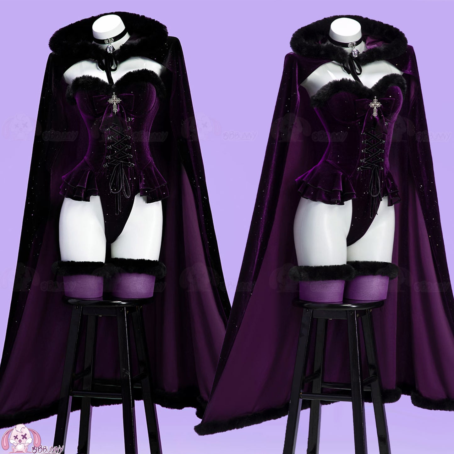 Original Witch Black Purple Plush Cape Outfit
