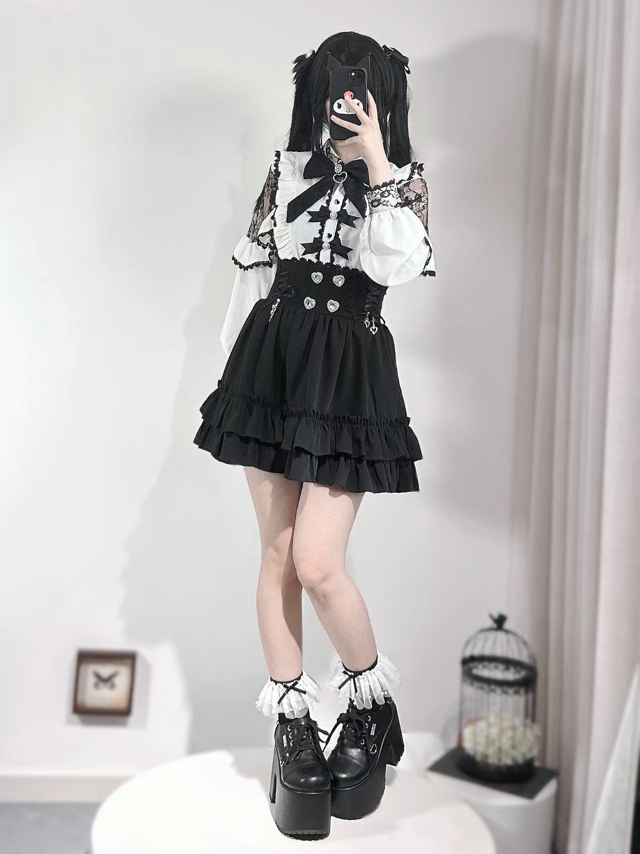 French Lace-trimmed Shirt Skirt