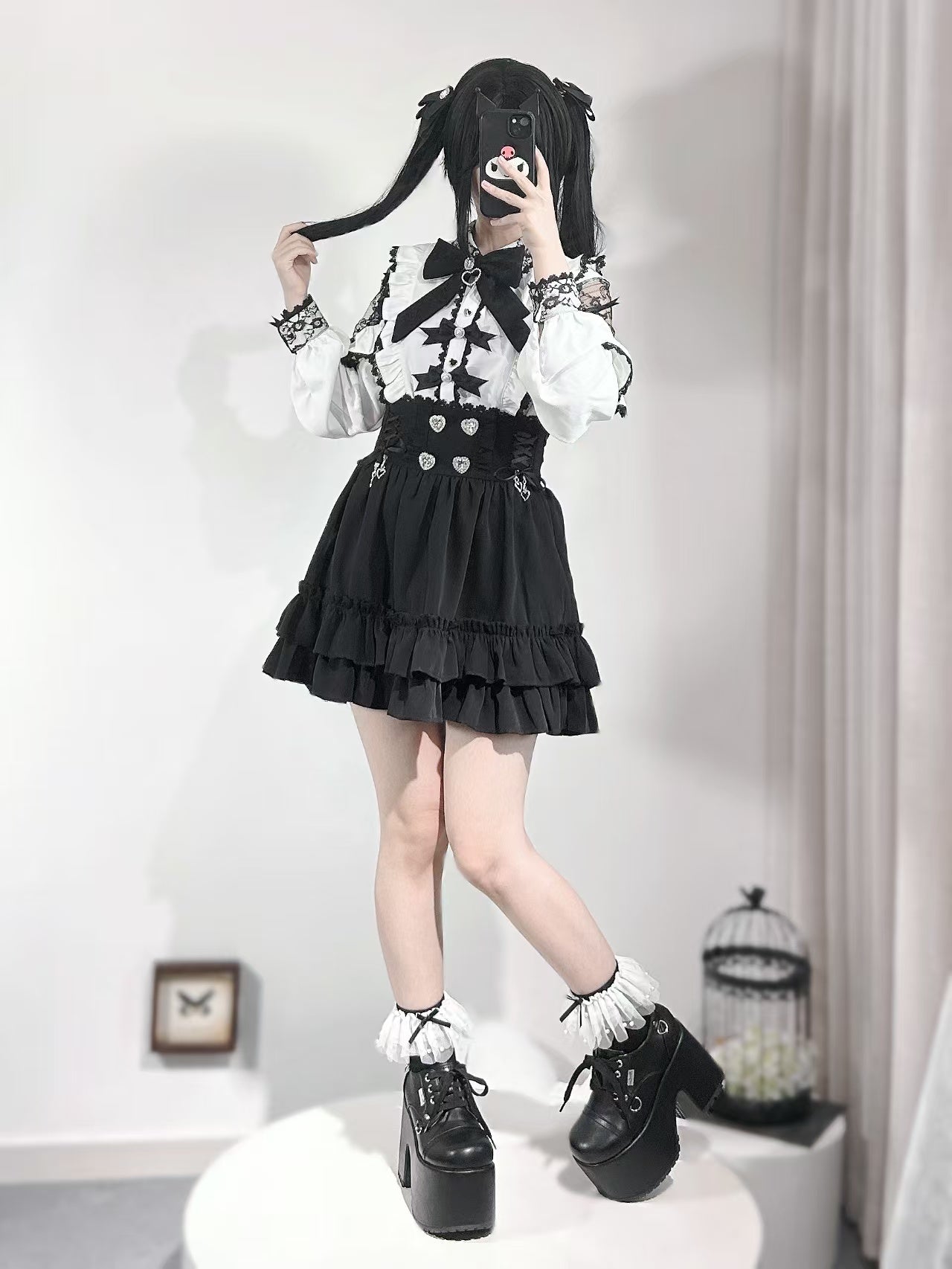 French Lace-trimmed Shirt Skirt