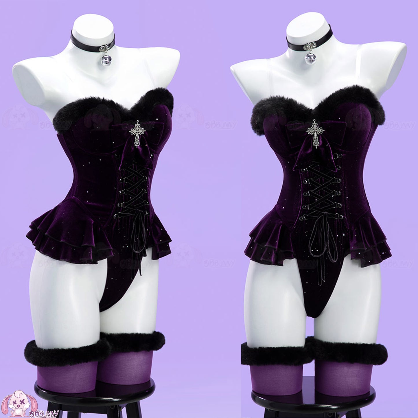 Original Witch Black Purple Plush Cape Outfit