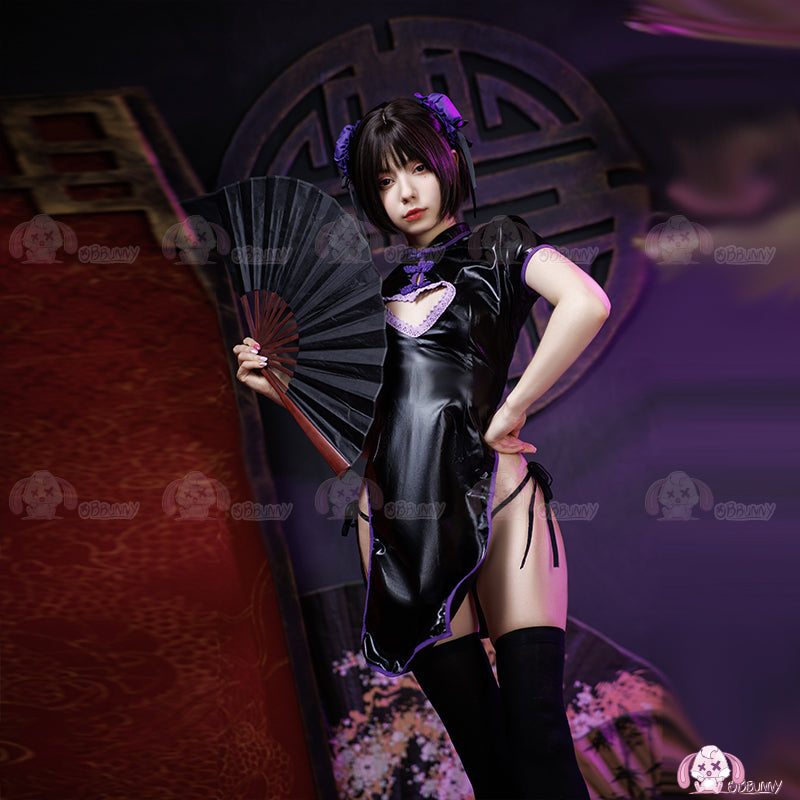 Purple Hollowed-out Hearts Maid Dress