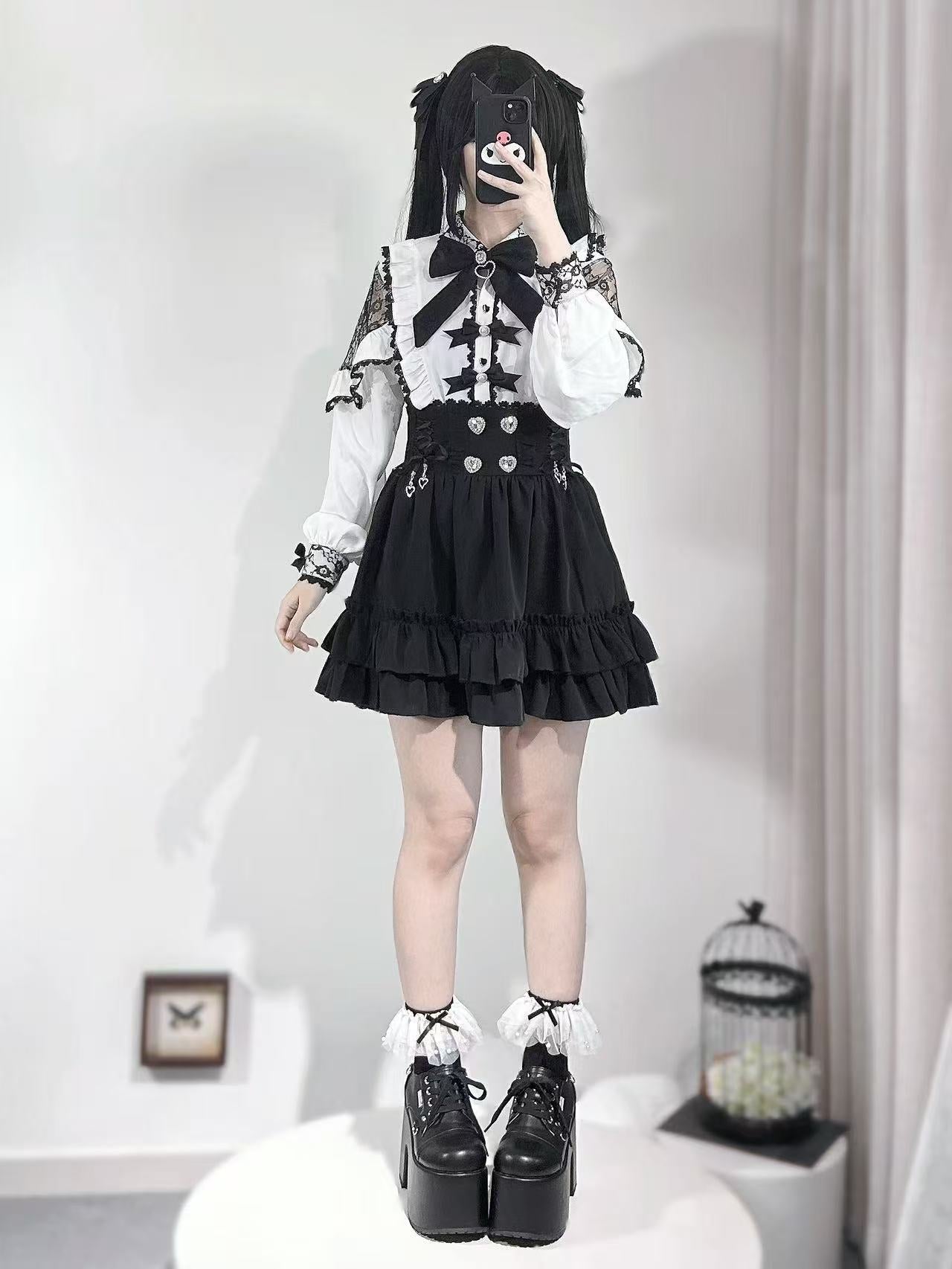 French Lace-trimmed Shirt Skirt