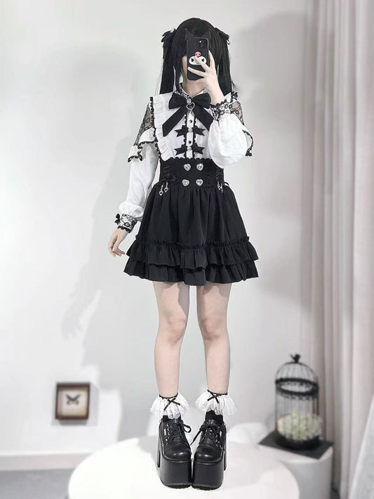 French Lace-trimmed Shirt Skirt
