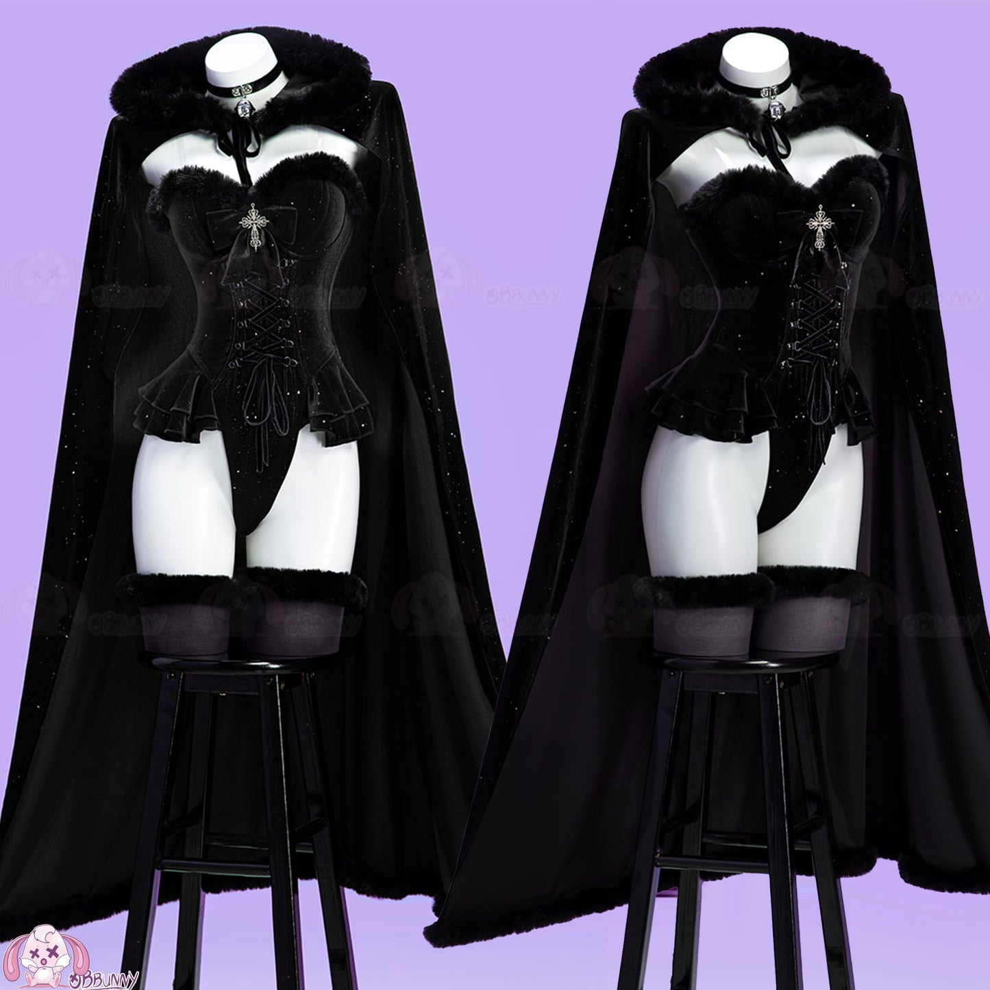 Original Witch Black Purple Plush Cape Outfit