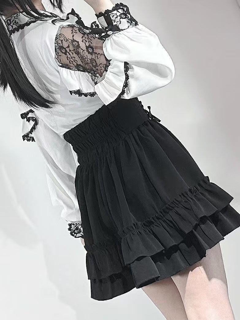 French Lace-trimmed Shirt Skirt