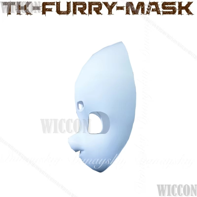 Cosplay White 3D Printed TK-furry-mask
