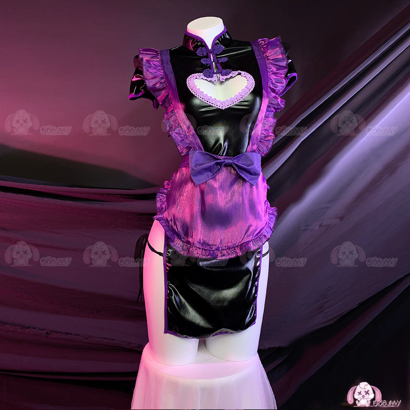 Purple Hollowed-out Hearts Maid Dress