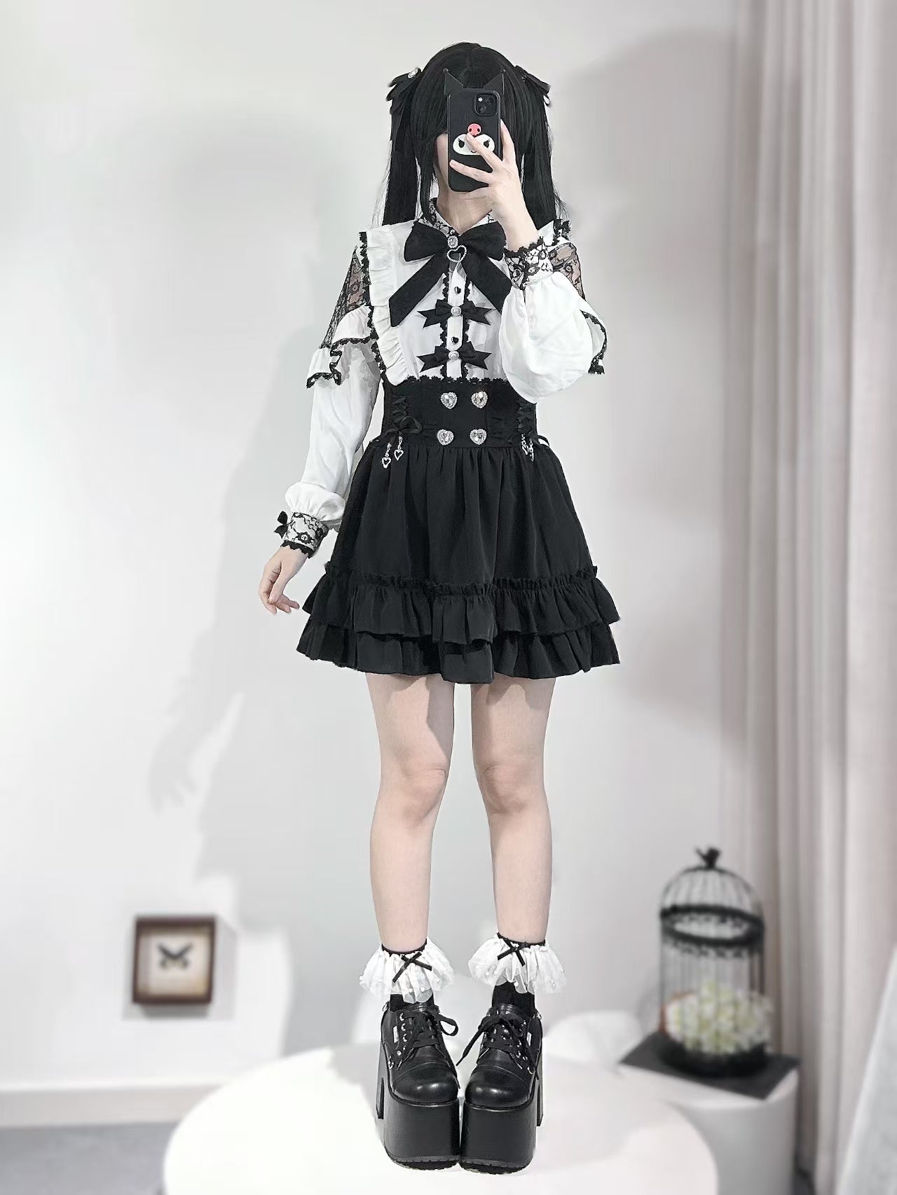 French Lace-trimmed Shirt Skirt