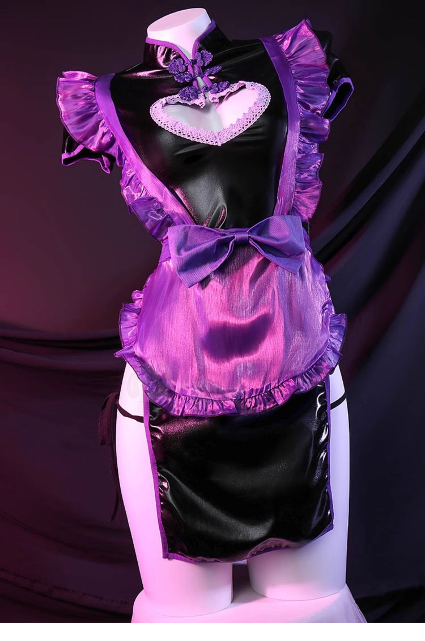 Purple Hollowed-out Hearts Maid Dress