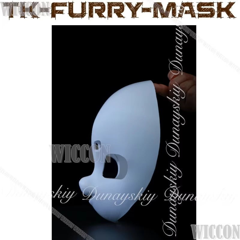 Cosplay White 3D Printed TK-furry-mask
