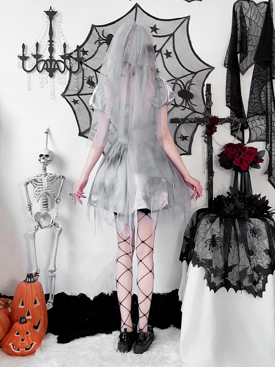 Gothic Ghost Bride Dark Gray Dress