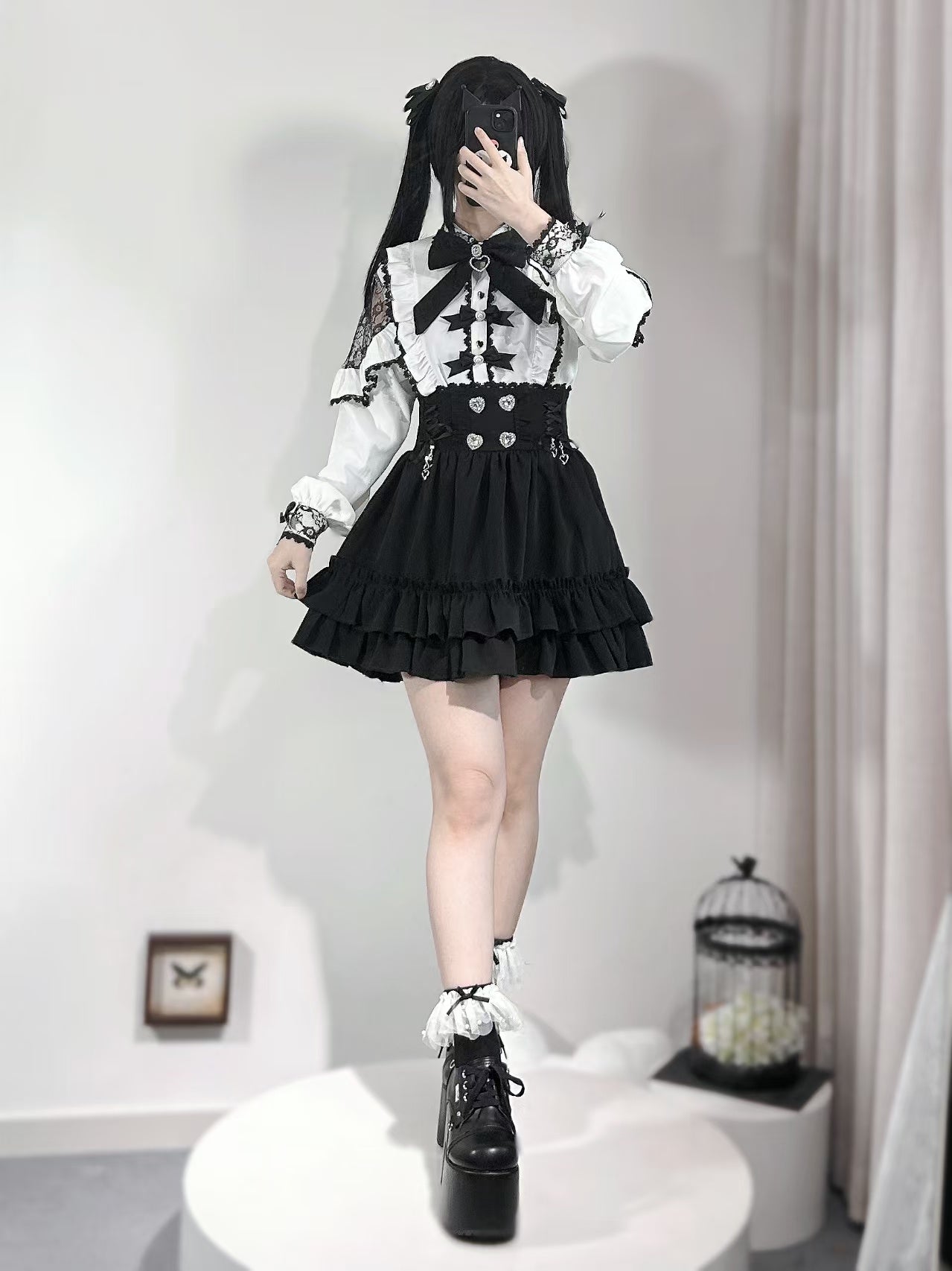 French Lace-trimmed Shirt Skirt