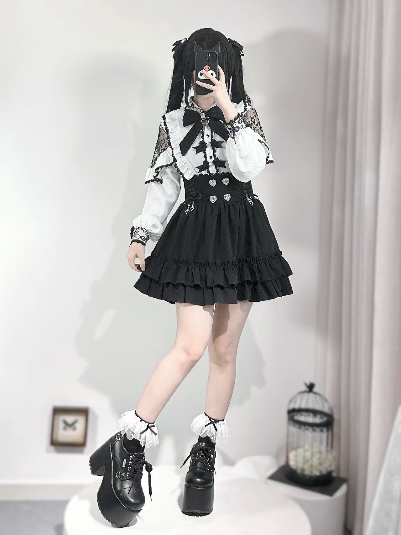 French Lace-trimmed Shirt Skirt