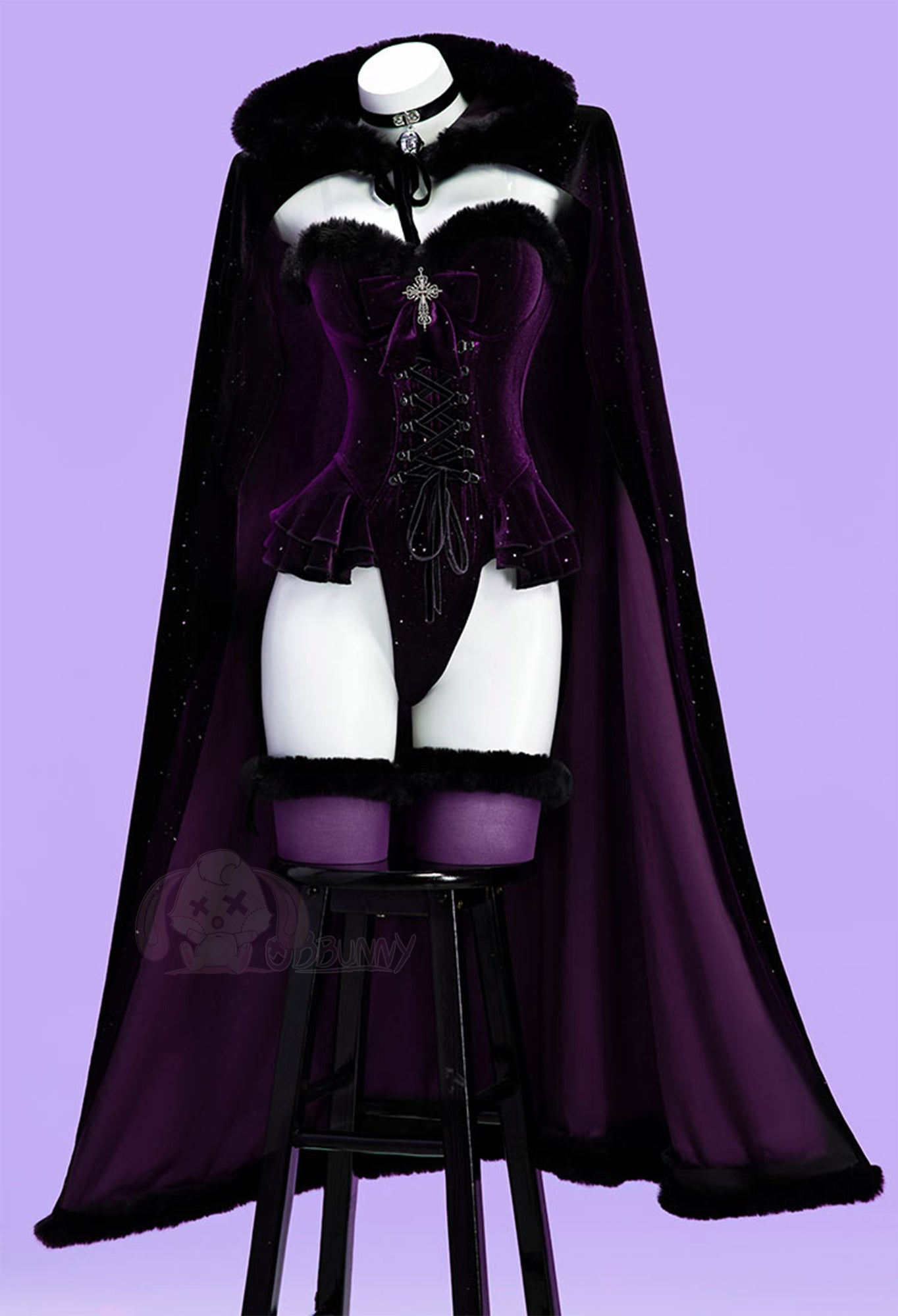 Original Witch Black Purple Plush Cape Outfit
